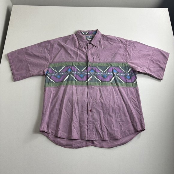 Vintage Bugle Boy Direction Short Sleeve Shirt Aztec Tribal 80s 90s Size‎ Large - Picture 1 of 9